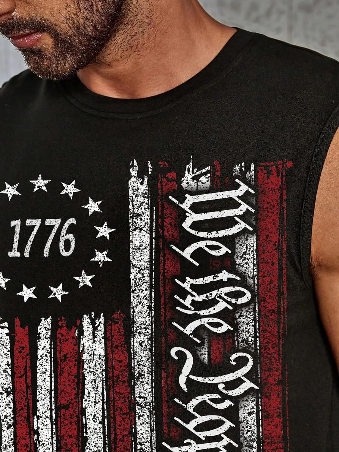 4th of July Shirts Mens Muscle Tank Top 1776 Sleeveless Graphic Gym Workout American Flag Shirt