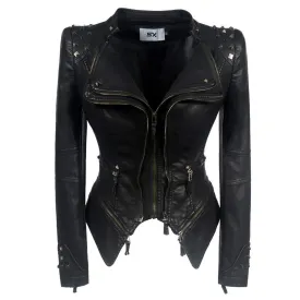 Clearance Punk-Shoulder Pad Moto Jacket