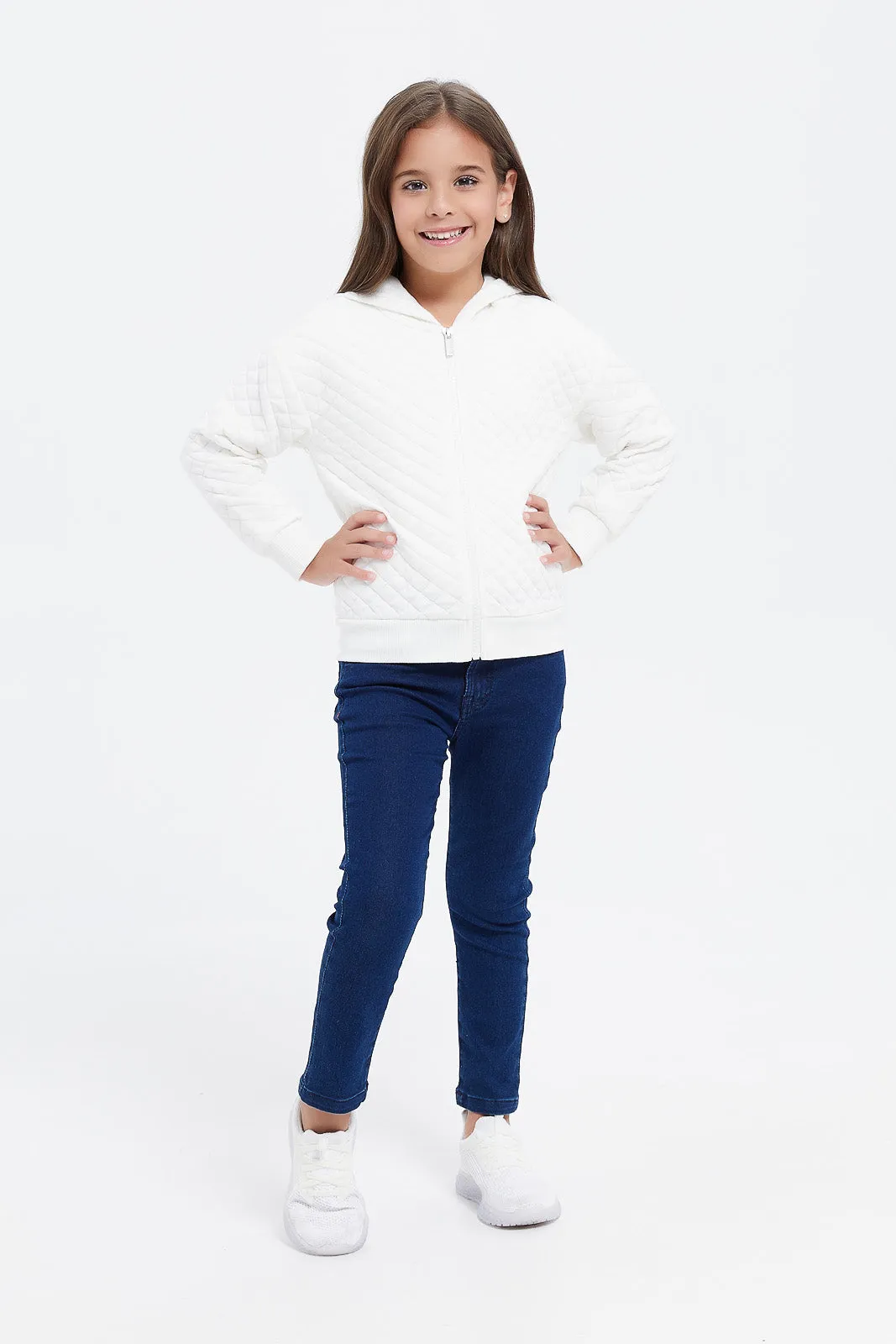 Girls Cream Jacquard Sweatshirt