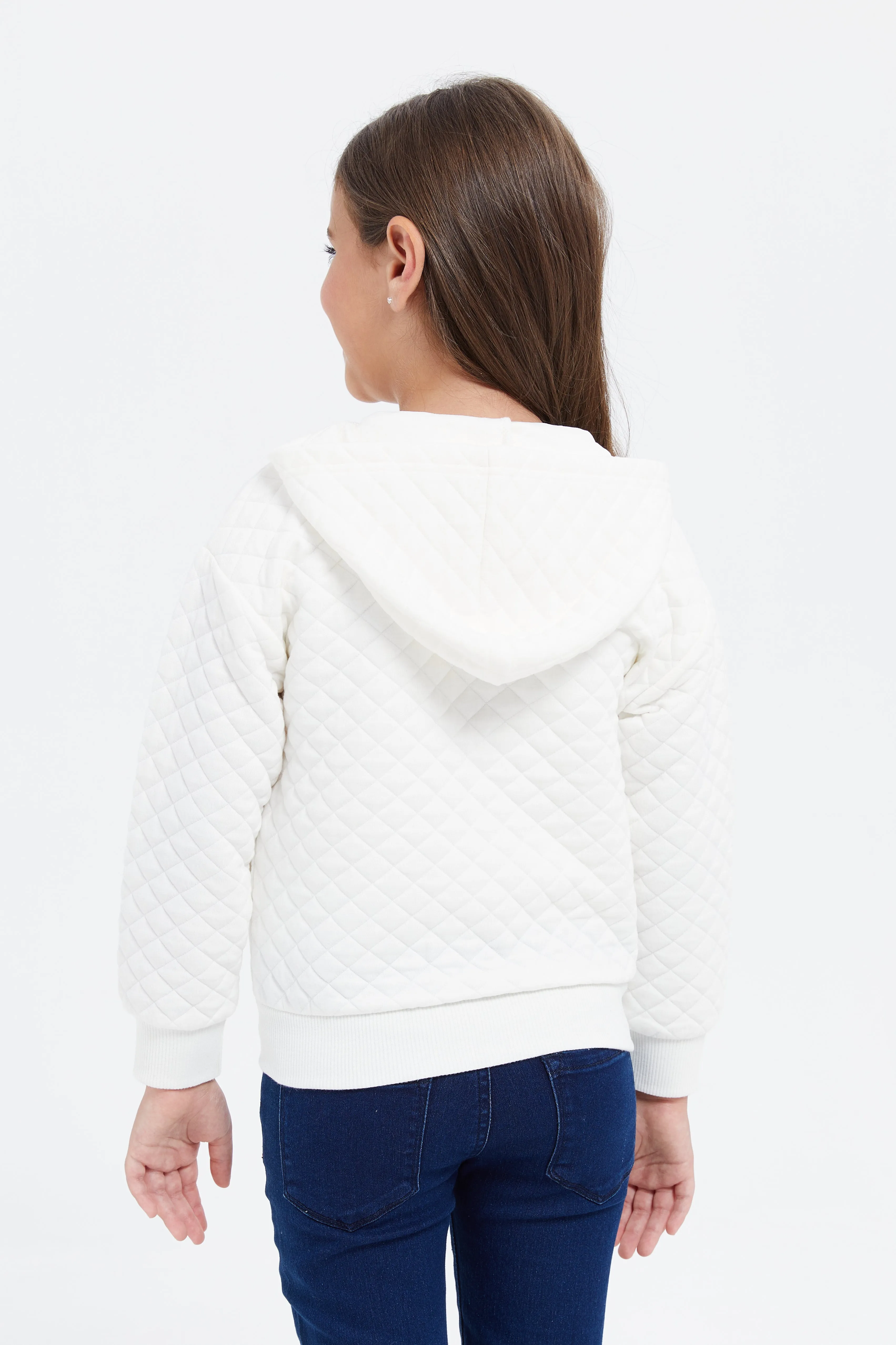 Girls Cream Jacquard Sweatshirt