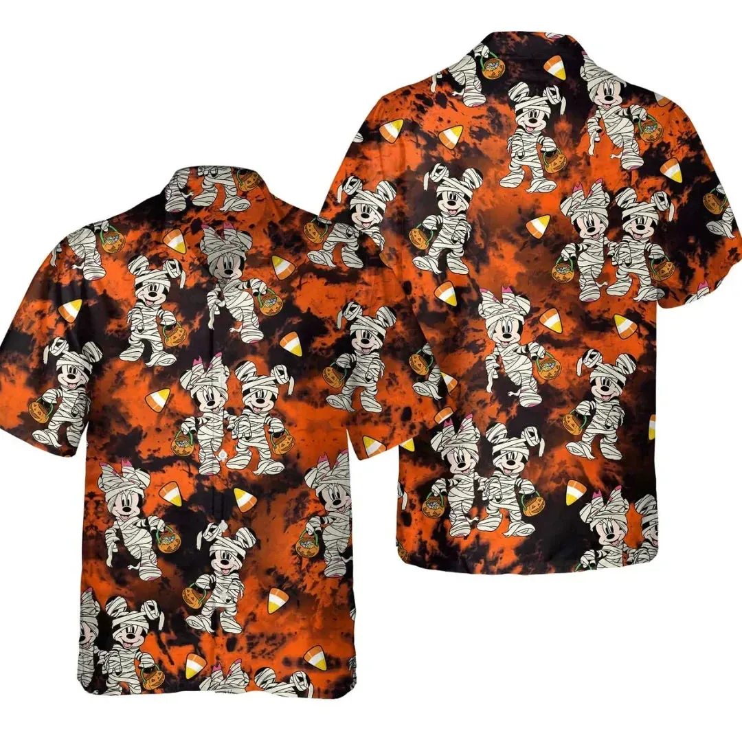 Halloween Mickey Hawaiian Shirt - Short Sleeve Button-Up Vacation Beach Shirt for Men