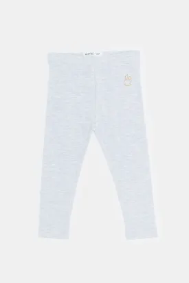 Infant Girls Grey Melange Print Leggings