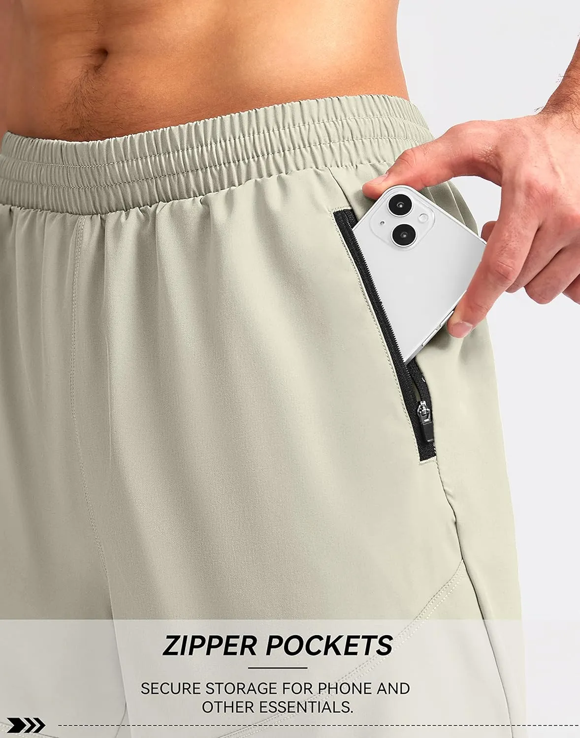 Pudolla Men's Workout Running Shorts 7"/5"/9" Lightweight Gym Athletic Shorts for Men with Zipper Pockets