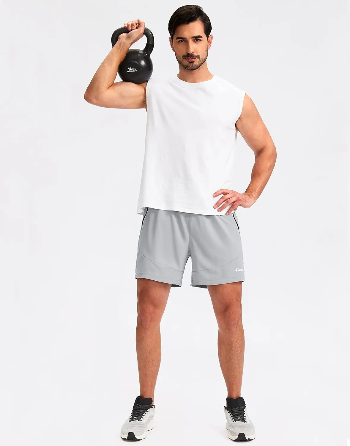 Pudolla Men's Workout Running Shorts 7"/5"/9" Lightweight Gym Athletic Shorts for Men with Zipper Pockets