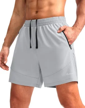 Pudolla Men's Workout Running Shorts 7"/5"/9" Lightweight Gym Athletic Shorts for Men with Zipper Pockets