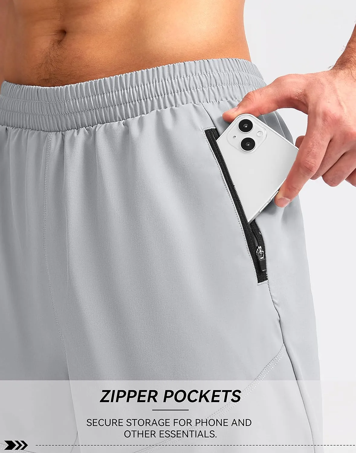 Pudolla Men's Workout Running Shorts 7"/5"/9" Lightweight Gym Athletic Shorts for Men with Zipper Pockets