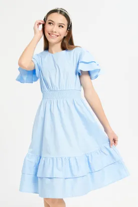 Senior Girls Blue Poplin Dress
