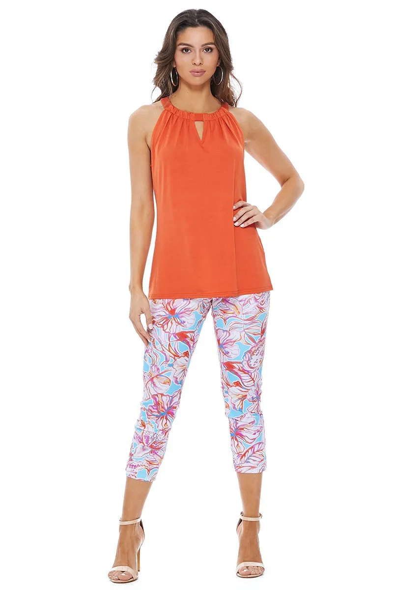 Slim Cropped Floral Leggins