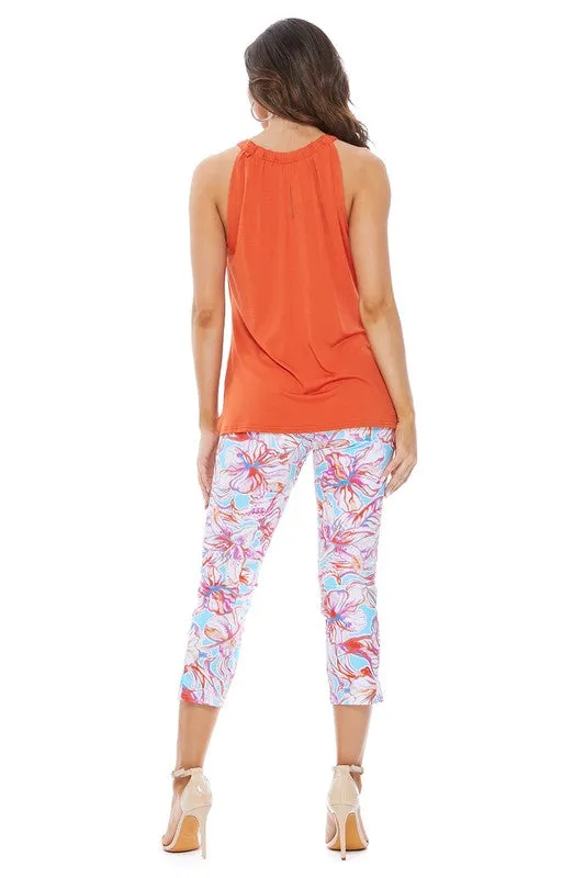 Slim Cropped Floral Leggins