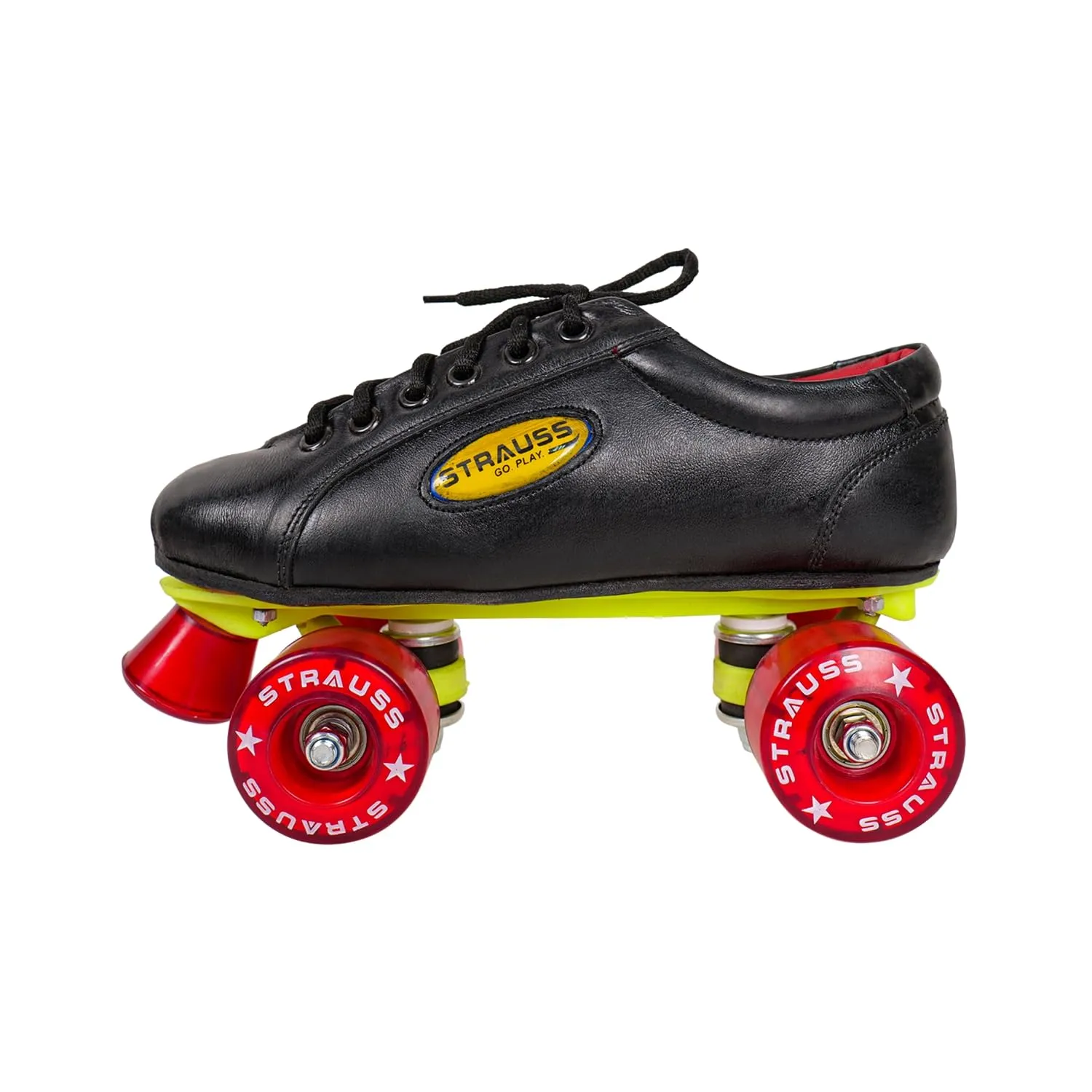STRAUSS Gripper Skating Shoes | Fixed Body Roller Skates | Shoe Skate With PVC Wheel |Ideal For Boys, Girls and Kids |Suitable For All Skill Level | Ideal For Seniors (15 Years Above) ,Size-9, (Red/Black)